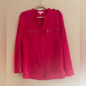 Calvin Klein Women's Pink Button-Up Top